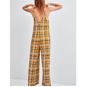 Zara Pants - Zara mustard plaid flowy jumpsuit with straps Zara Pants - Zara mustard plaid flowy jumpsuit with straps